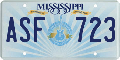 MS license plate ASF723