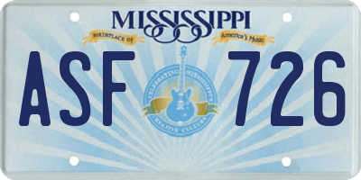 MS license plate ASF726