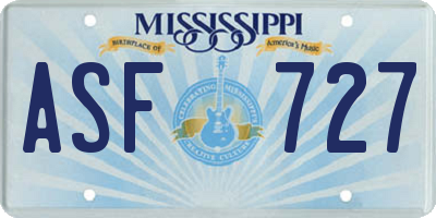MS license plate ASF727