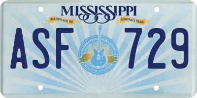 MS license plate ASF729