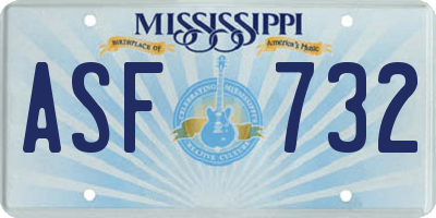 MS license plate ASF732