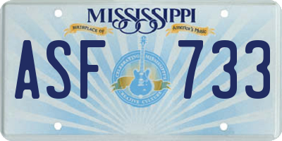 MS license plate ASF733