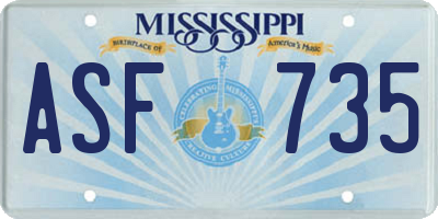 MS license plate ASF735