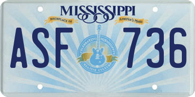 MS license plate ASF736
