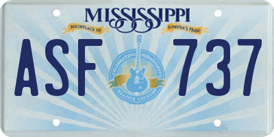 MS license plate ASF737