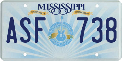 MS license plate ASF738