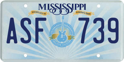 MS license plate ASF739