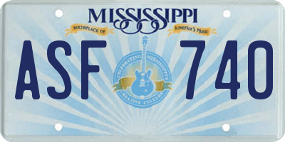 MS license plate ASF740