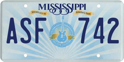 MS license plate ASF742