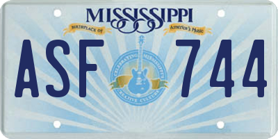 MS license plate ASF744