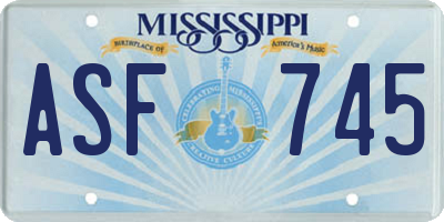 MS license plate ASF745