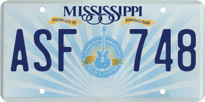 MS license plate ASF748