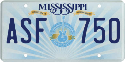 MS license plate ASF750