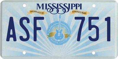MS license plate ASF751