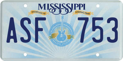 MS license plate ASF753