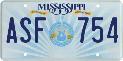 MS license plate ASF754