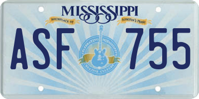 MS license plate ASF755