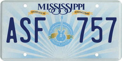 MS license plate ASF757