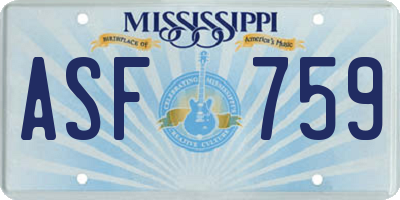 MS license plate ASF759