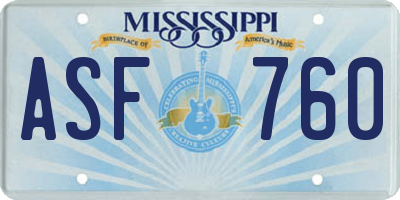 MS license plate ASF760