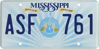MS license plate ASF761