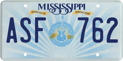 MS license plate ASF762