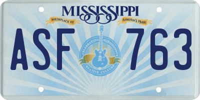 MS license plate ASF763