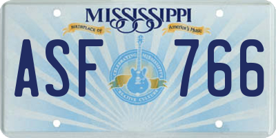 MS license plate ASF766