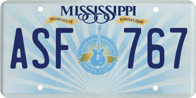 MS license plate ASF767