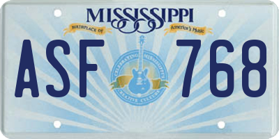 MS license plate ASF768