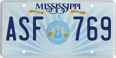 MS license plate ASF769