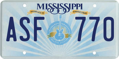 MS license plate ASF770