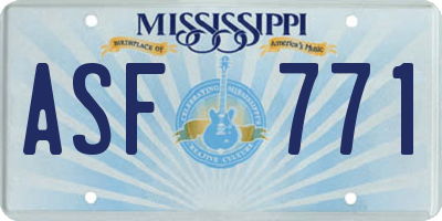 MS license plate ASF771
