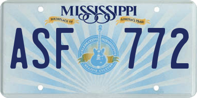 MS license plate ASF772