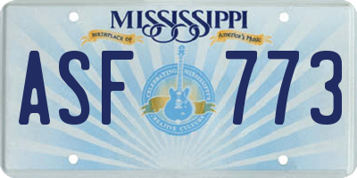 MS license plate ASF773