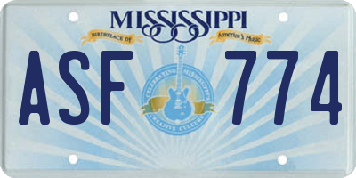 MS license plate ASF774