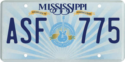 MS license plate ASF775