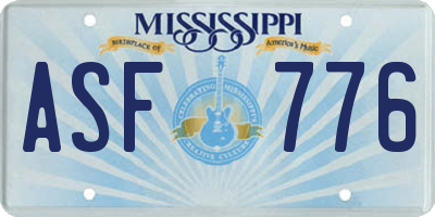 MS license plate ASF776