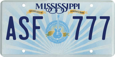 MS license plate ASF777