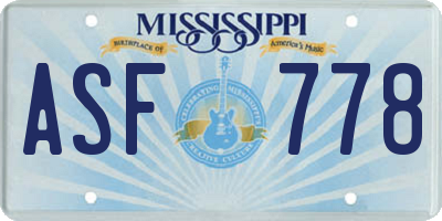 MS license plate ASF778
