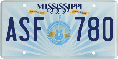 MS license plate ASF780