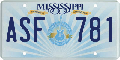 MS license plate ASF781