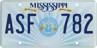 MS license plate ASF782