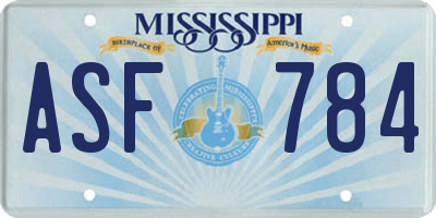MS license plate ASF784