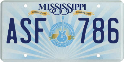 MS license plate ASF786