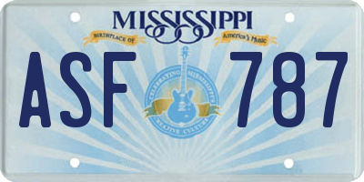 MS license plate ASF787