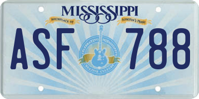 MS license plate ASF788