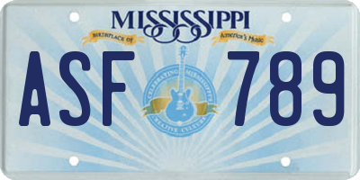 MS license plate ASF789