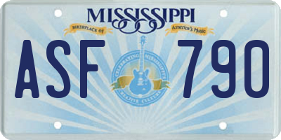MS license plate ASF790