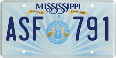 MS license plate ASF791